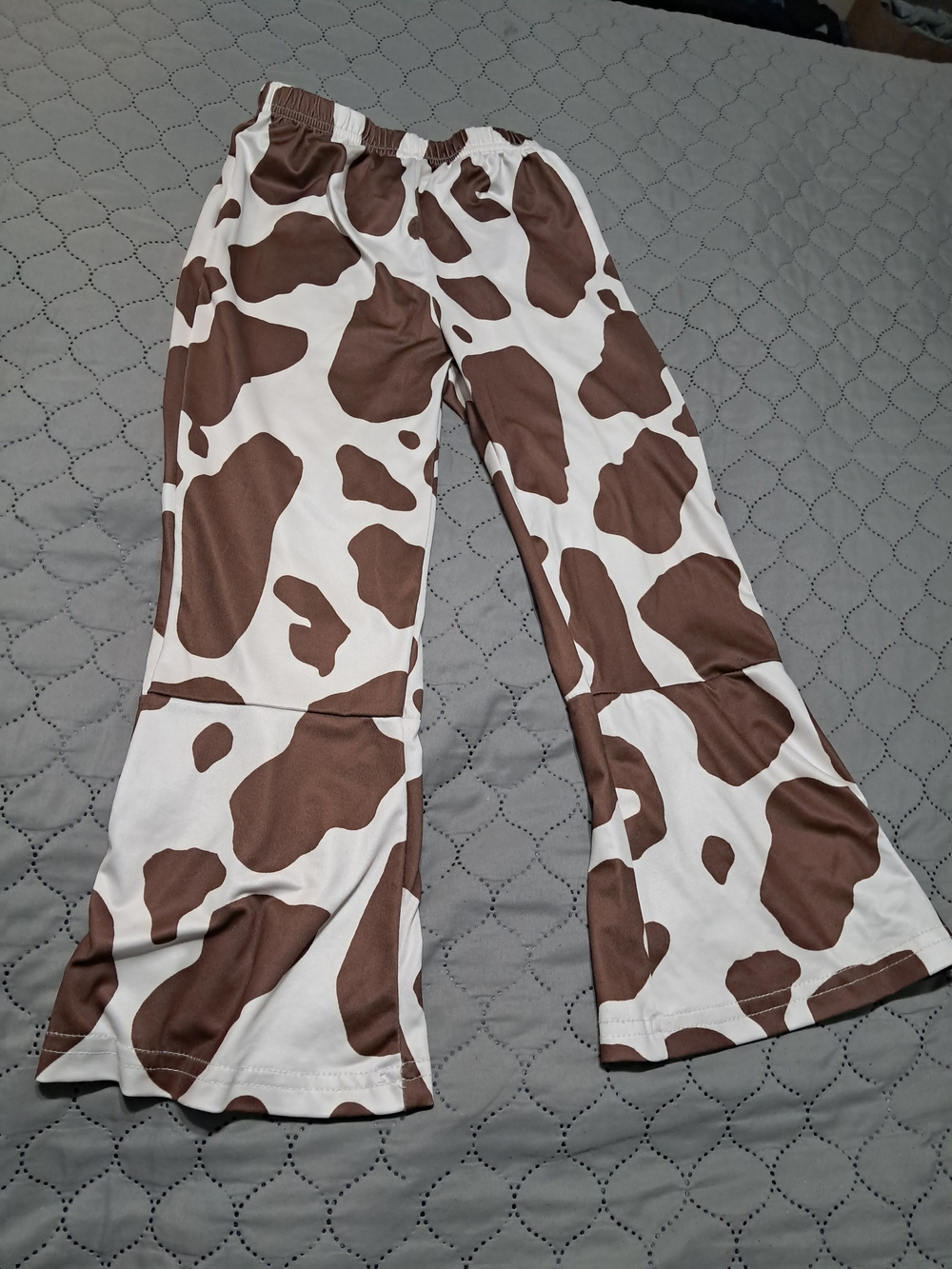 Girls Brown & White Cow Print Flared Bottoms